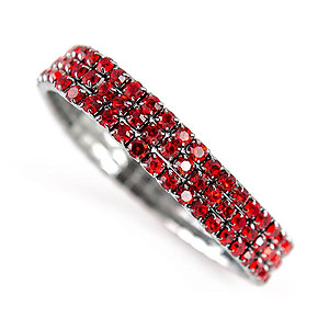 BR424: Red or Clear Austrian Crystal Stretch Bracelet