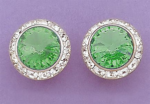 EA60G: Green Swarovski Crystal Classic Button Earrings