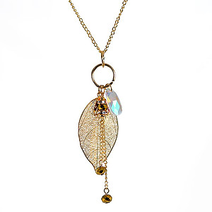 NA357: Golden Leaf Treasure Necklace