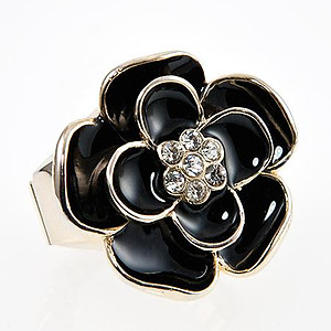WA123: Black or Purple Floral Watch Ring