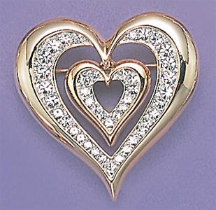 PA380: Heart in Heart Crystal Pin