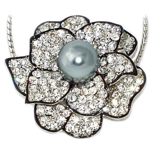 NA280: Floral Crystal Necklace/Pin