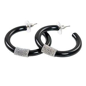 EA736: Black and Silver Lucite Earrings