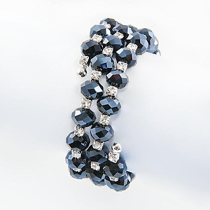 BR246: Black Austrian Crystal Memory Bracelet