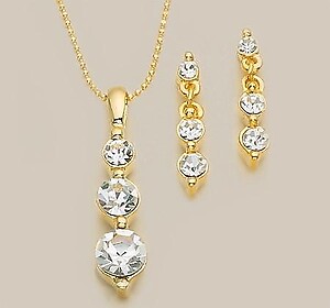 SN73: 3-Piece Austrian Crystal Earrings & Necklace Set (Past, Present, Future)