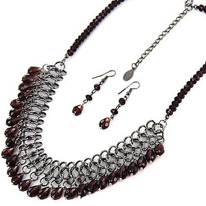 SN299: Prurple Mesh Necklace and Earring Set