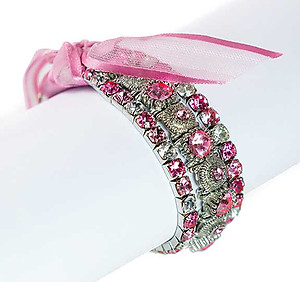 BR15PK: Triple Strand Pink Crystal Bracelet