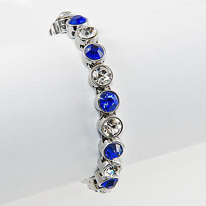 BR216BA: Sapphire and AB Austrian Crystal Bracelet