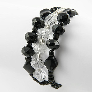 BR252: Black & Clear Crystal Bracelet