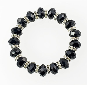 BR261BK: Austrian Crystal Bracelet in Black or Sapphire Stones 
