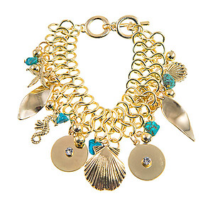 BR385: Golden Woven Charm Necklace 