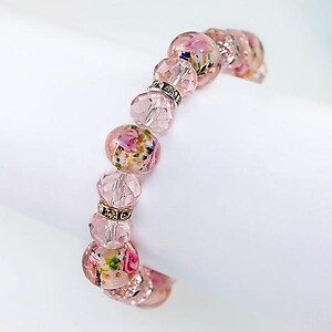 BR511: Pink or Black Crystal Bracelet
