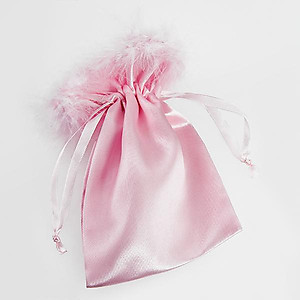BXP023S: Pink Satin or Organza Feather Gift Pouch
