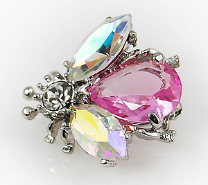 PA493: Elegant PINK or CLEAR Crystal Bee Pin
