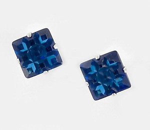 EA111B: Blue CZ Laser-Cut Sterling Earrings