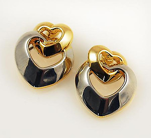 EA491: 2-Tone Tiffany Style Heart Earrings