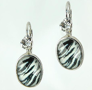EA523: Crystal & Zebra Print Earrings