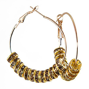 EA606: Golden Topaz Crystal Hoop Earrings