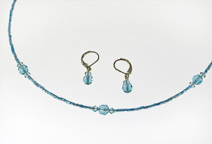 NA194: Austrian Crystal Necklace & Earrings Set in Blue or Pink 