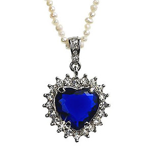 NA216: Sapphire Heart on Pearl or Chain Necklace