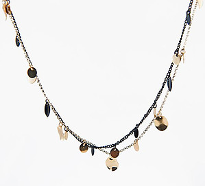 NA246: Gold and Black Multi Strand Necklace