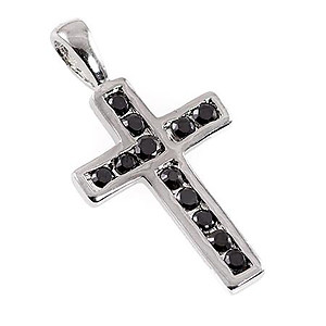 NA254: Jet and Sterling Silver Cross
