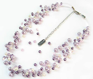 NA302: Multi Strand Pastel Pearl Necklace