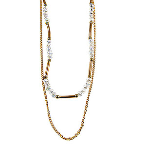 NA318: Multi Strand Gold and Crystal Necklace