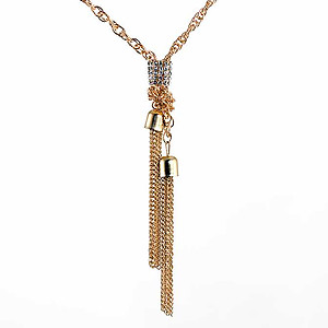 NA343: Gold or Silver Crystal Tassel Necklace