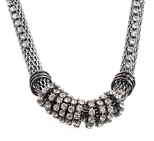 NA345: Mesh Necklace with Austrian Crystals