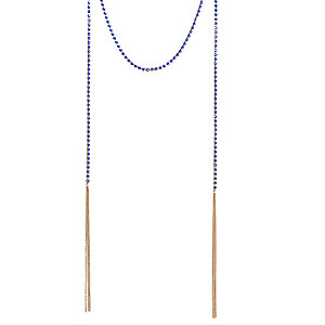 NA350: Crystal Sapphire WrapTassel Necklace