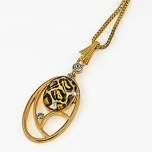 na484: Exotic Gold Crystal Oval Necklace