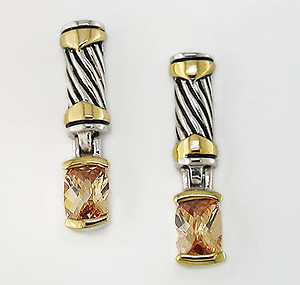 NC118: Yurman Style Coffe CZ Earrings