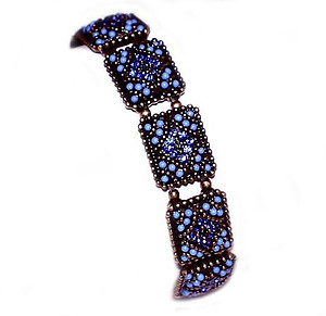 BR230: Turquoise & Sapphire Stretch Bracelet