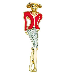 PA122: Lady in Red Jacket Pin
