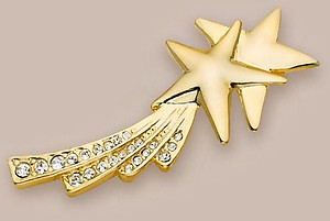 PA215: Double Shooting Stars Pin with Austrian Crystals