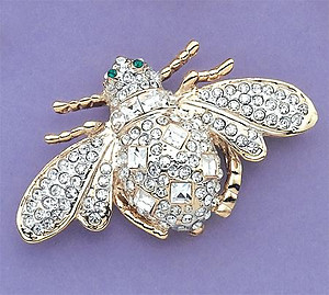 PA435: Large Austrian Crystal Bumble Bee Pink or Clear 