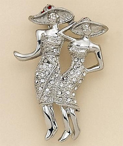 PA480: Ladies With Hats In 2-Tone & Crystals