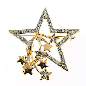 PA627: Golden Crystal Star Pin