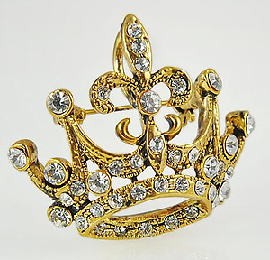 PA542: Regal Austrian Crystal Crown Pin