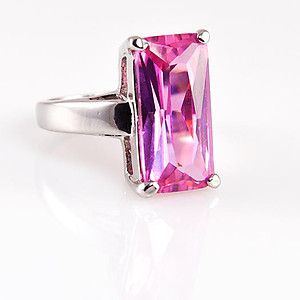 RA140: Emerald Cut Pink Ring