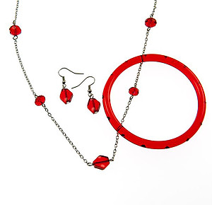 SN11PR:Necklace & Earring Set optional Bracelet