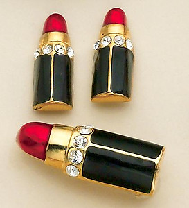 SN14: 2-Piece Lipstick Pin & Earrings Set