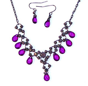 SNT114: Crystal Chandelier Necklace & Earring Set