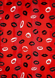 SS65:Black or Red Lip Scarf Bandanna Mask