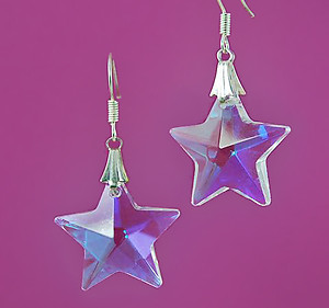 EA674:Swarovski Style Star Earrings