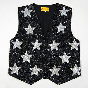 VE111: Sequine Black w/ Silver Stars Vest