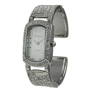 WA103: Stylish Crystal Cuff Watch