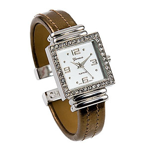 WA131:Cuff Watch with Crystal Accents