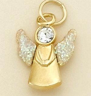 CH145GR: Gold & Crystal Angel Charm